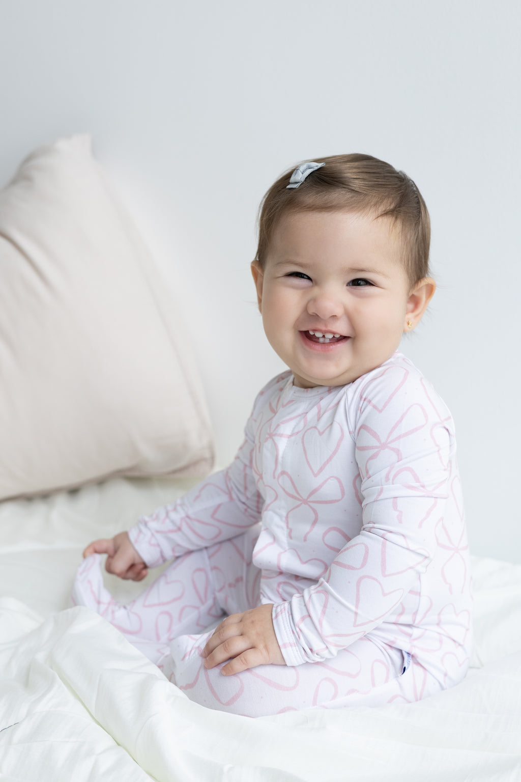 Footie Romper Heart Bow