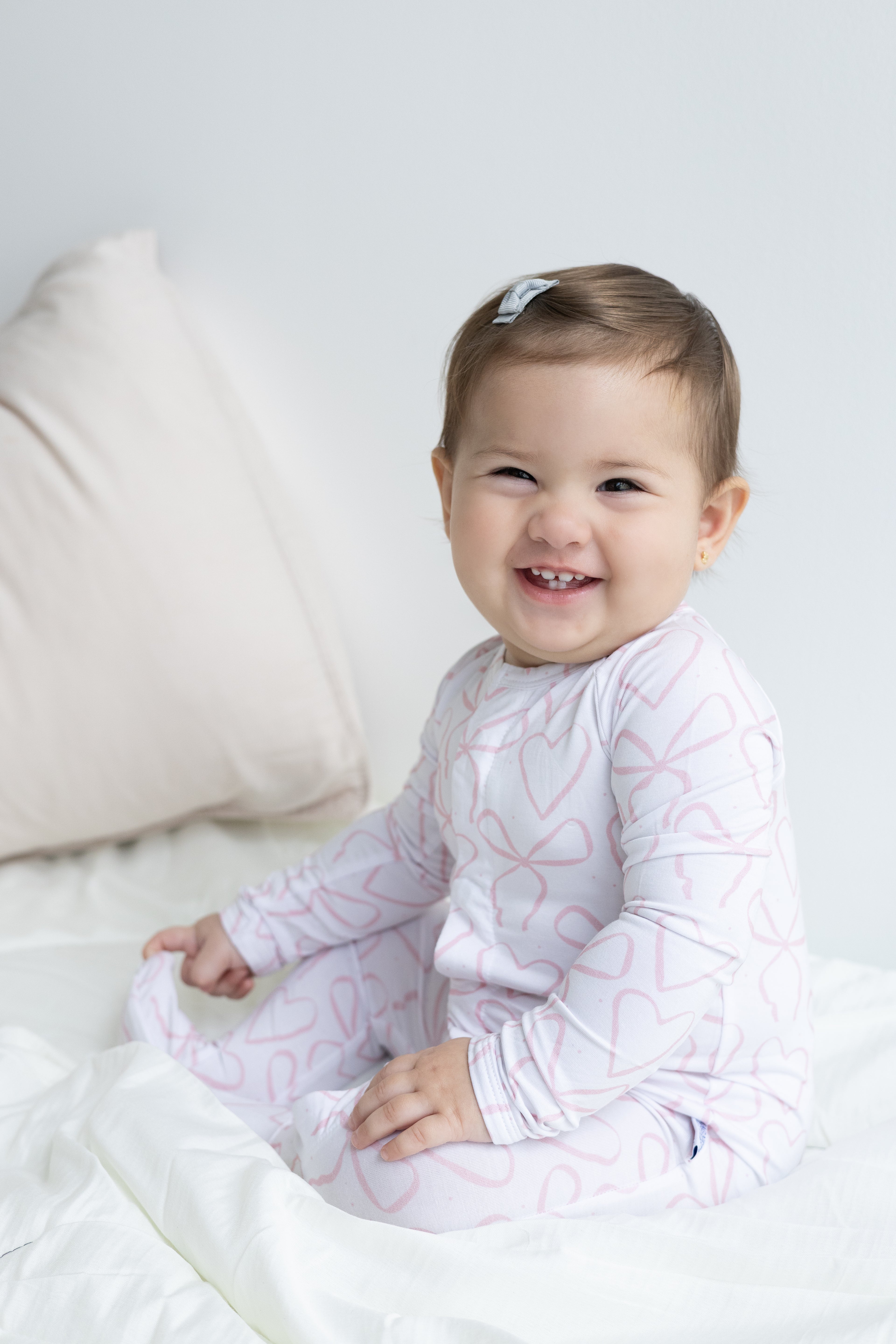 Footie Romper Heart Bow